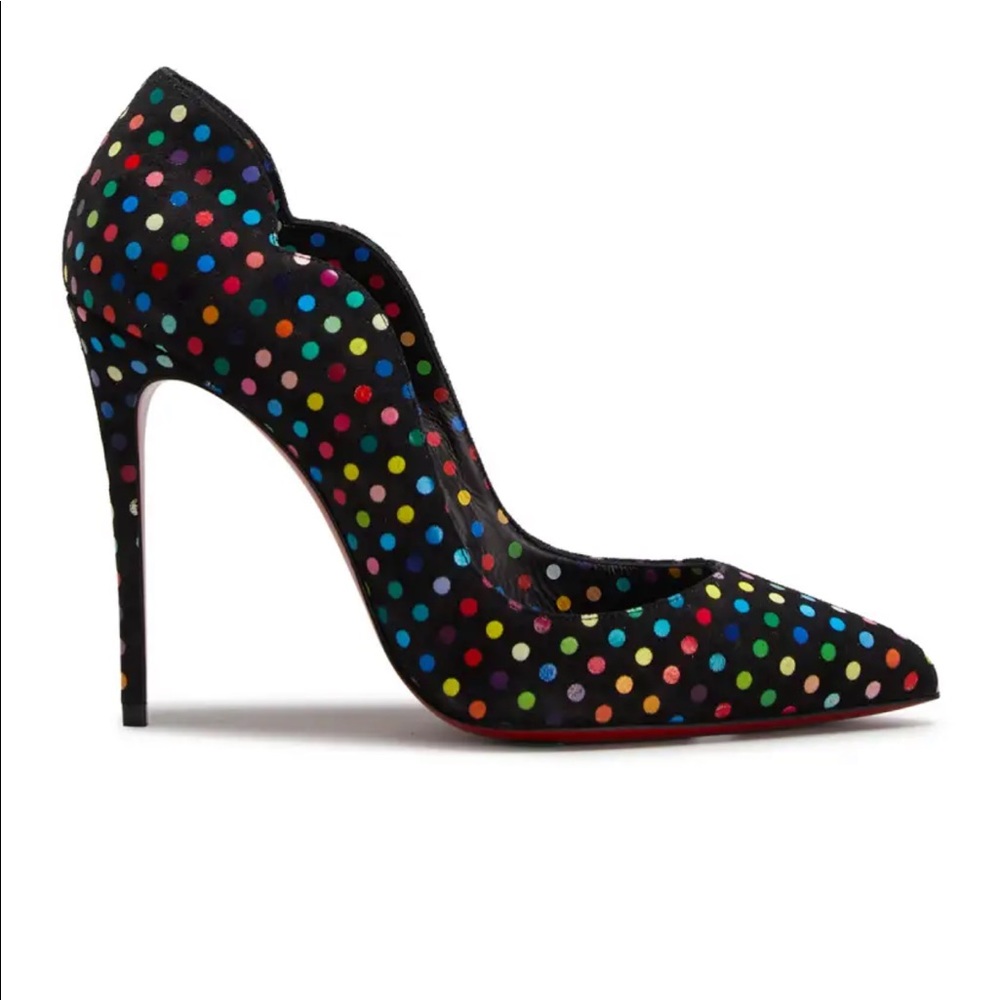 Christian Louboutin Hot Chick Red Sole Polka-Dot Suede Pumps size 36